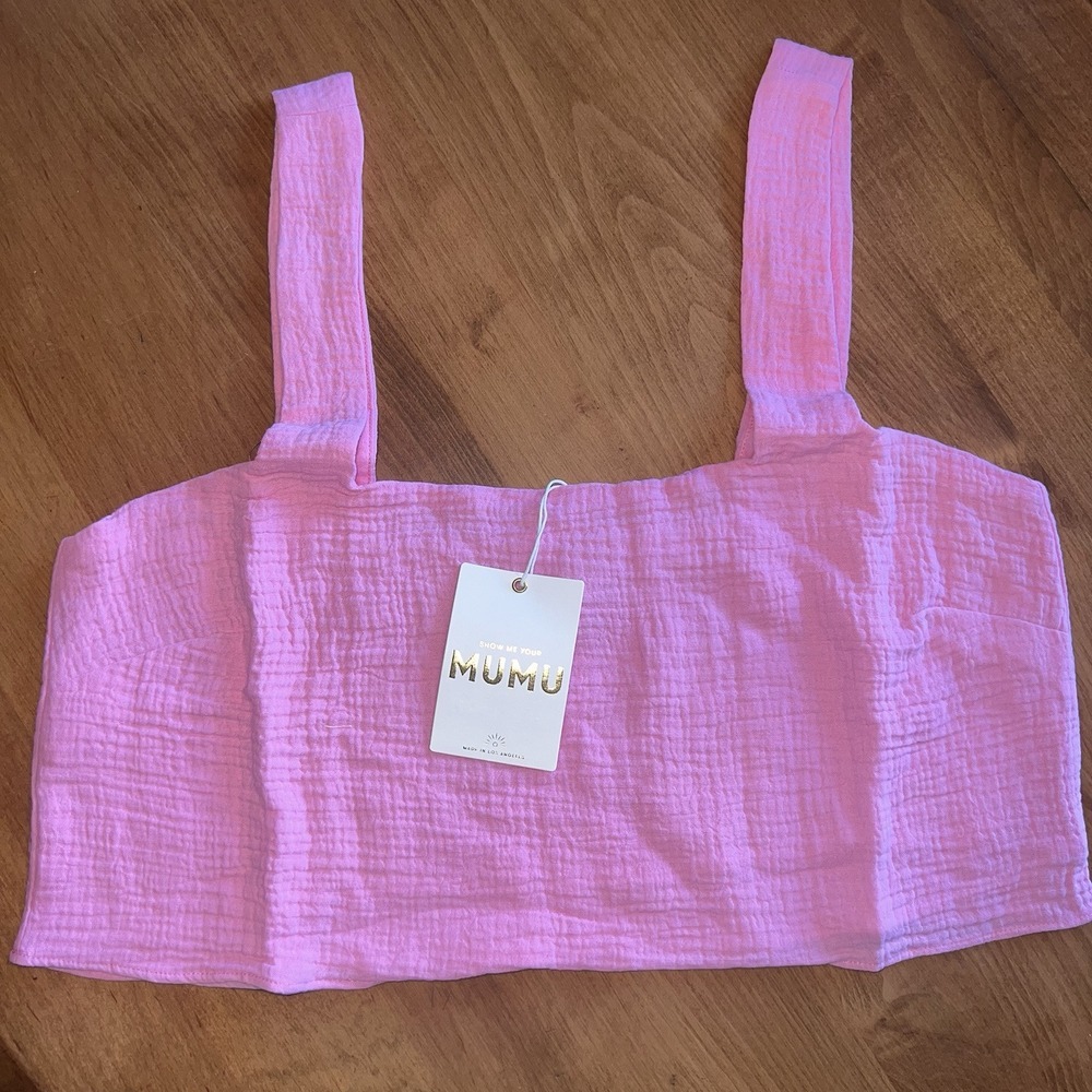 NEW Show Me‎ Your Mumu Gauzy Tara Crop Top in Bubblegum Pink Size Large